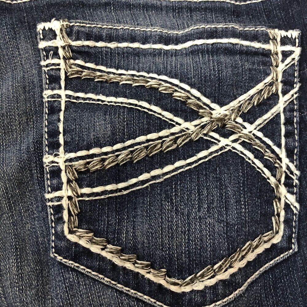 Ariat REAL Jeans Womens 33R Blue Mid Rise Entwined Boot Cut Marine 10017510 West - Picture 6 of 13